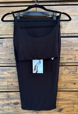 Naked Wardrobe 2 Piece Set Women's L Black Tank Top Midi Skirt Stretch NWT